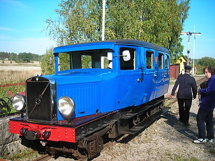 Petrol railbus at the Eastern Södermanlands Railway, ÖSlJ, a narrow-gauge museum railway in typical time 1890-1910-century environment in Sweden
