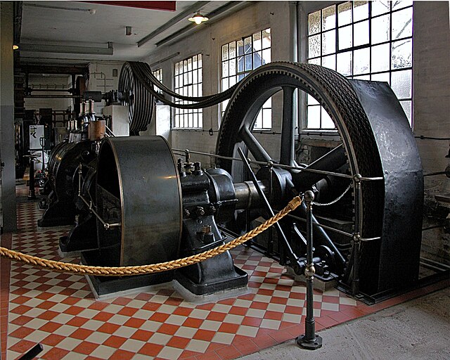 A preserved steam engine in Germany - one of the symbols of the industrial revolution, and a common topic of study for industrial archaeologists.