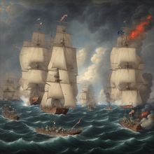 The word "FAKE" hidden within an AI-generated image of a naval battle Hidden message AI illusion.png