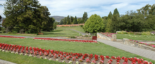 Tasmanians have continued to enjoy the Botanical Gardens from its opening in 1828 to the present day. The convict-built brick wall that is the longest in Australia can be seen in the background. Hobart Botanical Gardens.png
