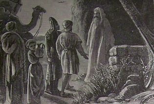 Balaam Receiving Balak's Messengers (illustration from the 1890 Holman Bible) Holman Balaam Receiving Balaks Messengers.jpg