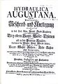 Titelblatt der Hydraulica Augustana von Caspar Walter (1754)