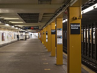 <span class="mw-page-title-main">Nostrand Avenue station (IND Fulton Street Line)</span> New York City Subway station in Brooklyn