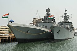 INS Shivalik and INS Betwa docked at the port in 2015 INS Shivalik and INS Betwa at Chennai port during Malabar 2015.jpg