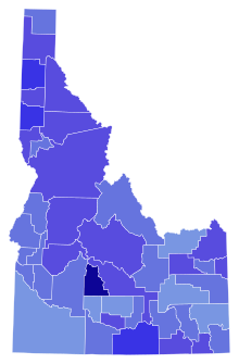 Democratic primary results by county Idaho Senate D Primary 2014.svg