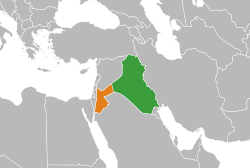 Карта, показваща местоположенията на Ирак и Йордания