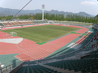 Ishin Me-Life Stadium building in Yamaguchi Prefecture, Japan