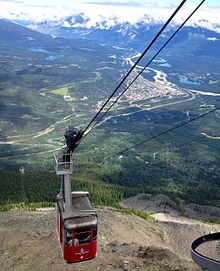 The first Roadblock of this leg took place on the Jasper Skytram. Jasper Tramway from above 2012.jpg