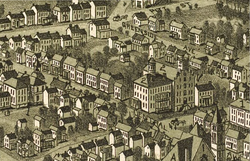 Perspective map of Jefferson Academy in Canonsburg in 1897. Jefferson College map 1897.png