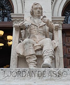 Estatua de Ignacio Jordán Claudio de Asso y del Río en l'antiga Facultat de Medicina de Zaragoza, obra de Dionisio Lasuén.