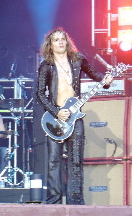 Hawkins performing with The Darkness at Ankkarock, Finland