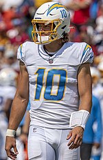 Justin Herbert, NFL quarterback Justin Herbert 2021.jpg