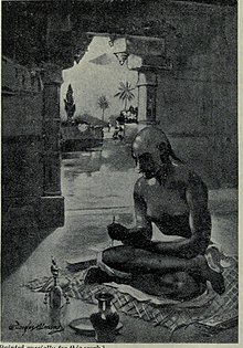 A 20th-century artist's impression of Kālidāsa composing the Meghadūta