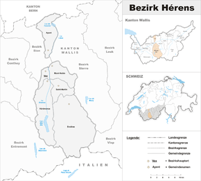 Karte von Bezirk Ering frz. District d’Hérens