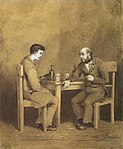 Raskolnikov och Marmeladov, illustration till Brott och straff av Fjodor Dostojevskij, 1874