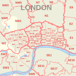 LONDON post town inset map
