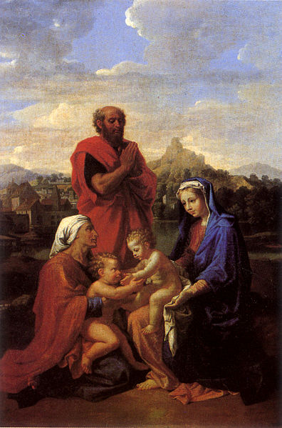 File:La Sainte Famille avec saint Jean, sainte Elisabeth et saint Joseph priant - Nicolas Poussin - Louvre.jpg