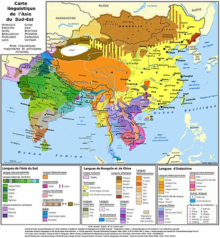 Carte linguistique de la Chine et des pays voisins.