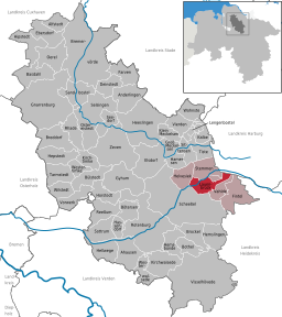 Läget för kommunen Lauenbrück i Landkreis Rotenburg