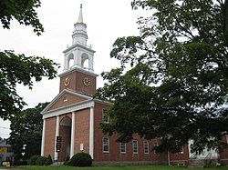 The First Congregational Church on the Green, stedet for det første byråd og med på byens segl