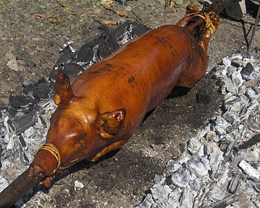 Cebu Lechon is among the two types of lechon in the Philippines. It is primarily served around the Metro Cebu Area, particularly Talisay City, but is served all throughout the island and other parts of the Visayas.