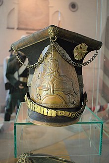 Lithuanian Military History. Hat of a soldier with the Lithuanian Coat of Arms - Vytis of the 17th Lithuanian Uhlan Regiment, Grande Armée, 1812-1813.jpg