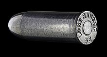 A prop silver bullet, as used by the Lone Ranger; the effectiveness of real silver bullets compared to lead ones is not entirely known. Lone Ranger Silver Bullet.jpg