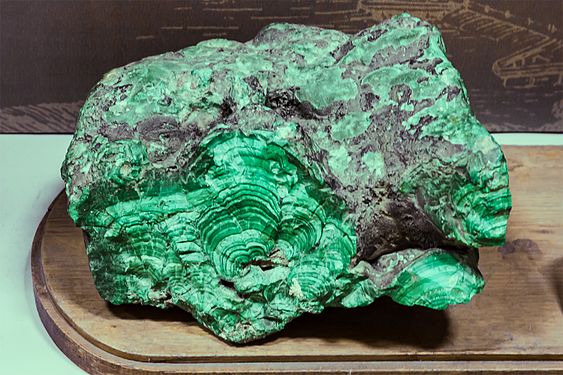 Malachite minera. Moscow Polytechnic Museum.