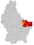 Location of Waldbillig in the Grand Duchy of Luxembourg