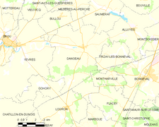 Carte de la commune de Dangeau (2012).