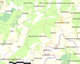 Mapa obce Beaumotte-Aubertans