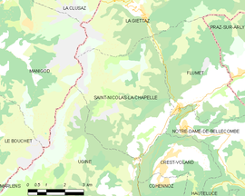 Mapa obce Saint-Nicolas-la-Chapelle