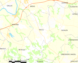 Mapa obce Técou