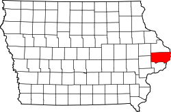 map of Iowa highlighting Clinton County