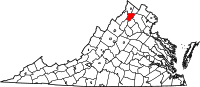 Map of Virginia highlighting Warren County