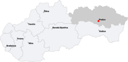 Položaj Prešova na karti Slovačke