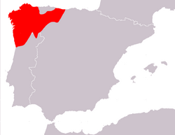 Área de distribución de Podarcis bocagei