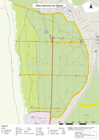 Mapa da Mata Nacional dos Medos