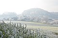 English: Village with winterly landscape Deutsch: Dorf in winterlicher Landschaft