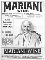 Pope Leo XIII purportedly carried a hipflask of Vin Mariani with him, and awarded a Vatican gold medal to Angelo Mariani.