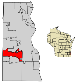 Milwaukee County Wisconsin Incorporated and Unincorporated areas Greenfield Highlighted