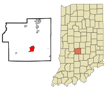 Morgan County Indiana Incorporated and Unincorporated areas Martinsville Highlighted.svg