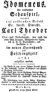 German title page of the libretto, Munich 1781