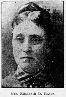 Mrs. Elizabeth D. Bacon, picture from Hartford Courant, 1917 Mrs. Elizabeth D. Bacon, picture from Hartford Courant, 1917.jpg