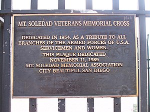 Plaque at the base of the cross Mt.Soledad Plaque.jpg