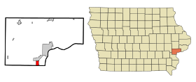 Muscatine County Iowa Incorporated and Unincorporated areas Fruitland Highlighted.svg