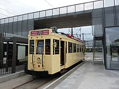 Tram SNCV de type Standard de l'association Poldertram le jour de l'inauguration au terminus P+R Luchtbal.