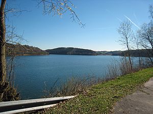 View from the dam, on the left Wermelskirchen area, on the right Odenthal area