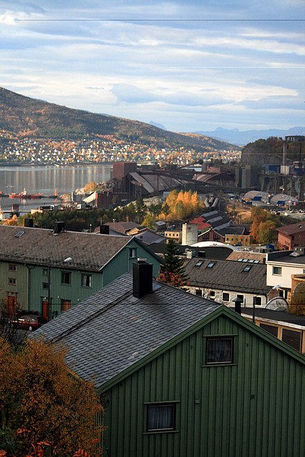 Near Narvik city centre; Ankenes is seen across the bay