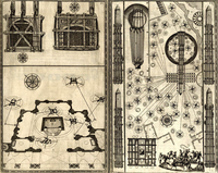 Incisione tratta da Domenico Fontana, Della Trasportatione dell’Obelisco Vaticano, Roma 1590